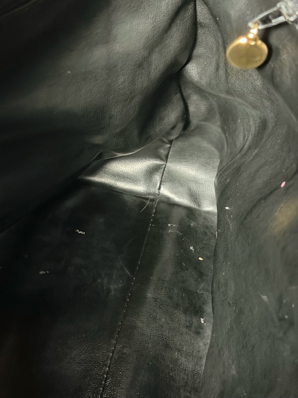 XL Vintage CHANEL Black Quilted Leather Tote with Gold Chain and CC Charm - Picture 4 of 17